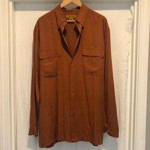Today's Man Burnt Orange Long Sleeve Button Up